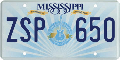 MS license plate ZSP650