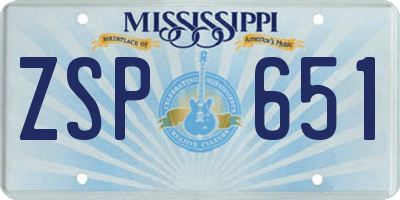 MS license plate ZSP651