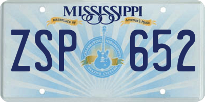 MS license plate ZSP652