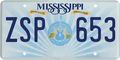 MS license plate ZSP653