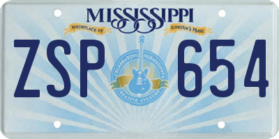 MS license plate ZSP654