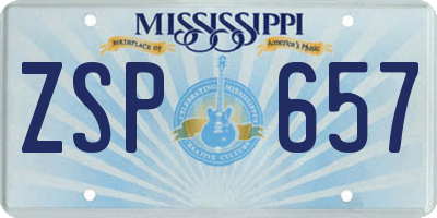 MS license plate ZSP657