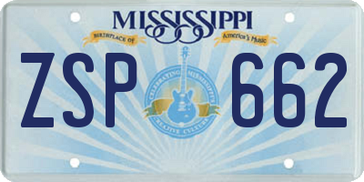 MS license plate ZSP662