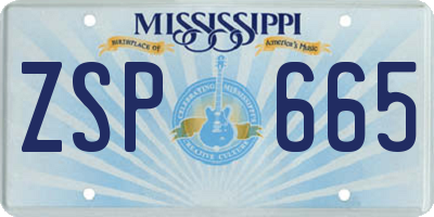 MS license plate ZSP665