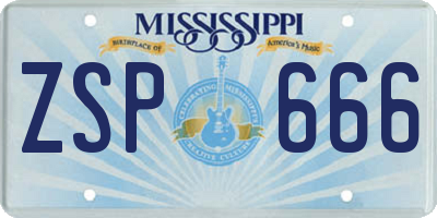MS license plate ZSP666