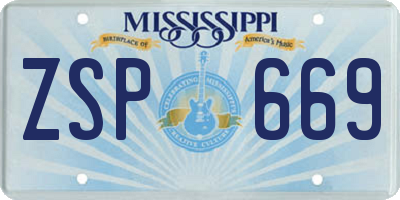 MS license plate ZSP669