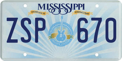 MS license plate ZSP670