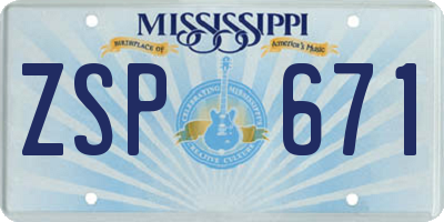 MS license plate ZSP671