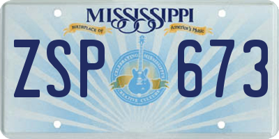 MS license plate ZSP673