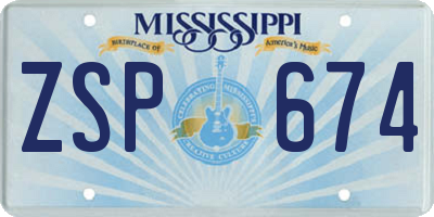 MS license plate ZSP674