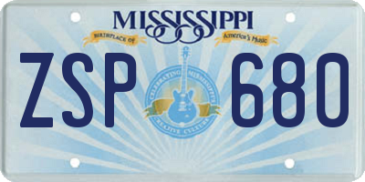 MS license plate ZSP680