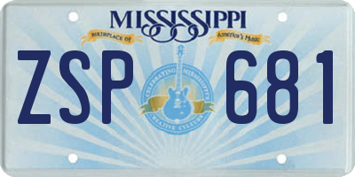 MS license plate ZSP681