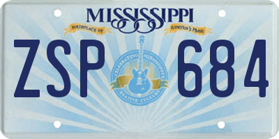 MS license plate ZSP684