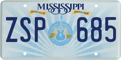 MS license plate ZSP685