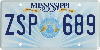 MS license plate ZSP689