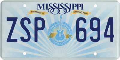 MS license plate ZSP694