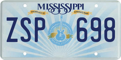 MS license plate ZSP698