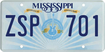 MS license plate ZSP701