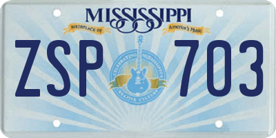 MS license plate ZSP703