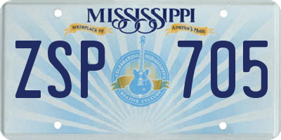 MS license plate ZSP705