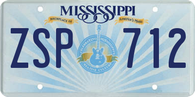 MS license plate ZSP712