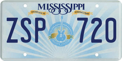 MS license plate ZSP720