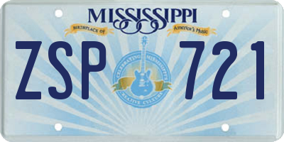 MS license plate ZSP721