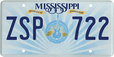 MS license plate ZSP722