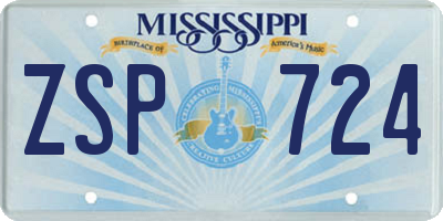 MS license plate ZSP724