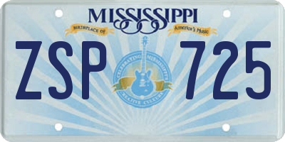 MS license plate ZSP725