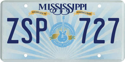 MS license plate ZSP727