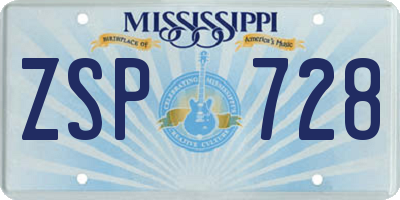 MS license plate ZSP728