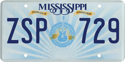 MS license plate ZSP729