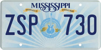 MS license plate ZSP730