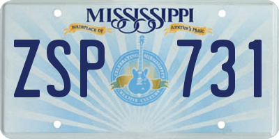 MS license plate ZSP731