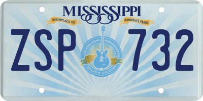 MS license plate ZSP732
