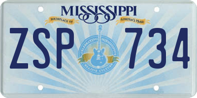 MS license plate ZSP734