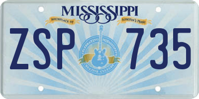 MS license plate ZSP735
