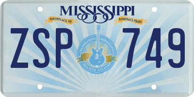 MS license plate ZSP749
