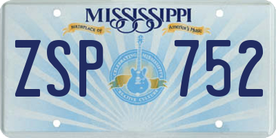MS license plate ZSP752