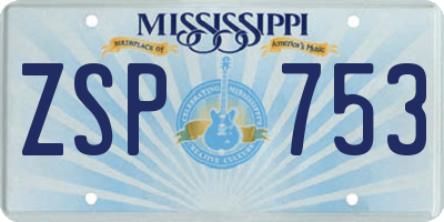 MS license plate ZSP753