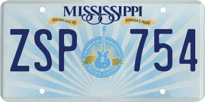 MS license plate ZSP754