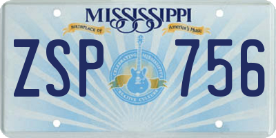 MS license plate ZSP756