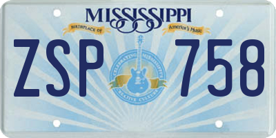 MS license plate ZSP758