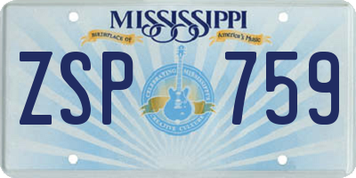 MS license plate ZSP759