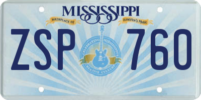 MS license plate ZSP760