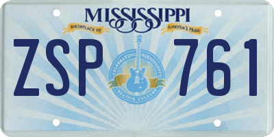MS license plate ZSP761