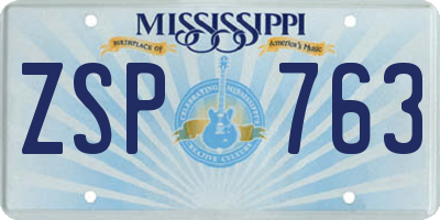 MS license plate ZSP763