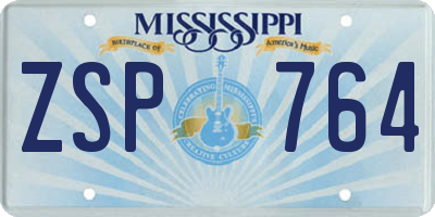 MS license plate ZSP764