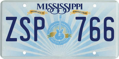 MS license plate ZSP766